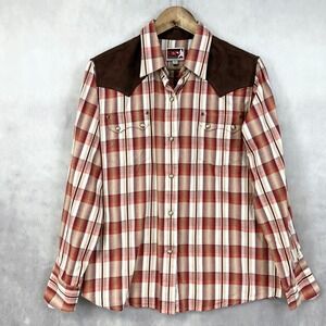 B&D Panhandle Slim Women Western‎ Shirt Large Plaid Pearl Snap Cowgirl Rodeo Y2K